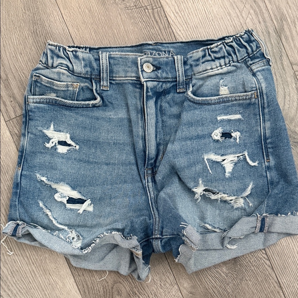 Arizona Jean Company Women's Ripped Light Blue Denim Shorts